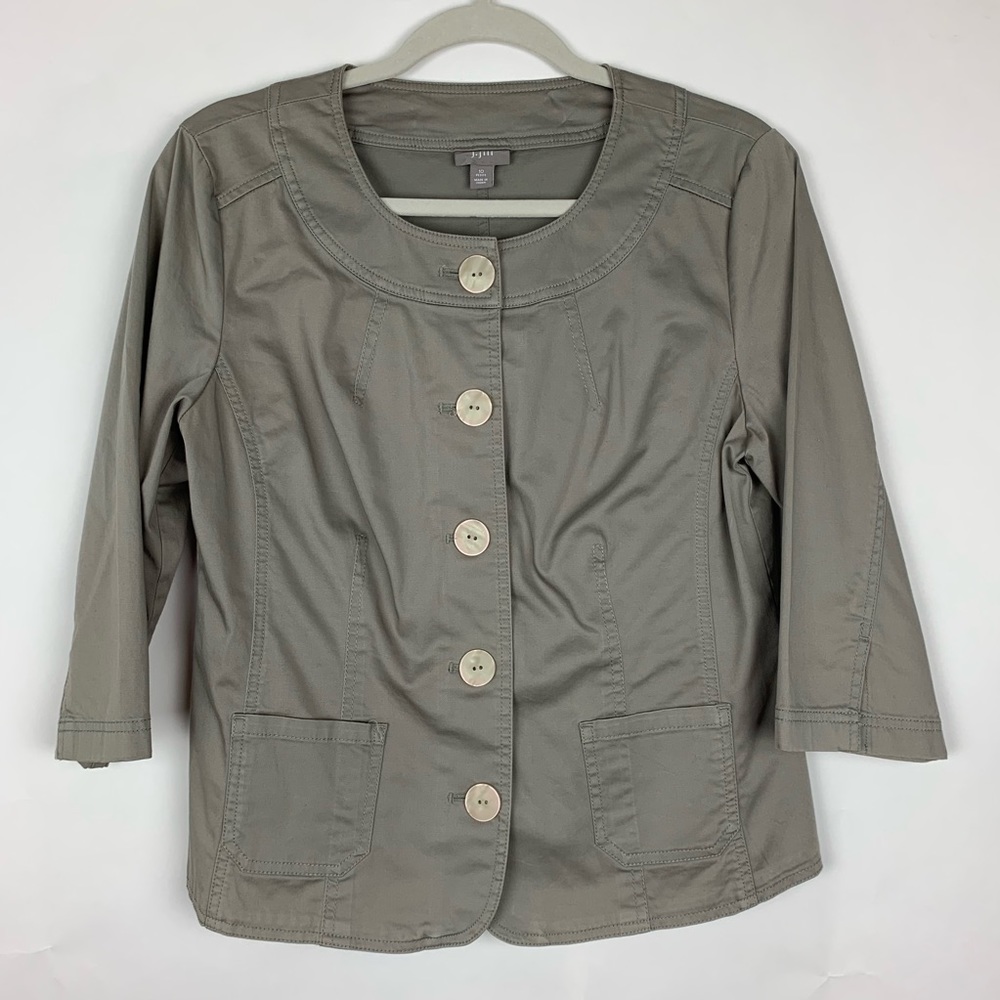 J. Jill khaki taupe chino jacket blazer size 10